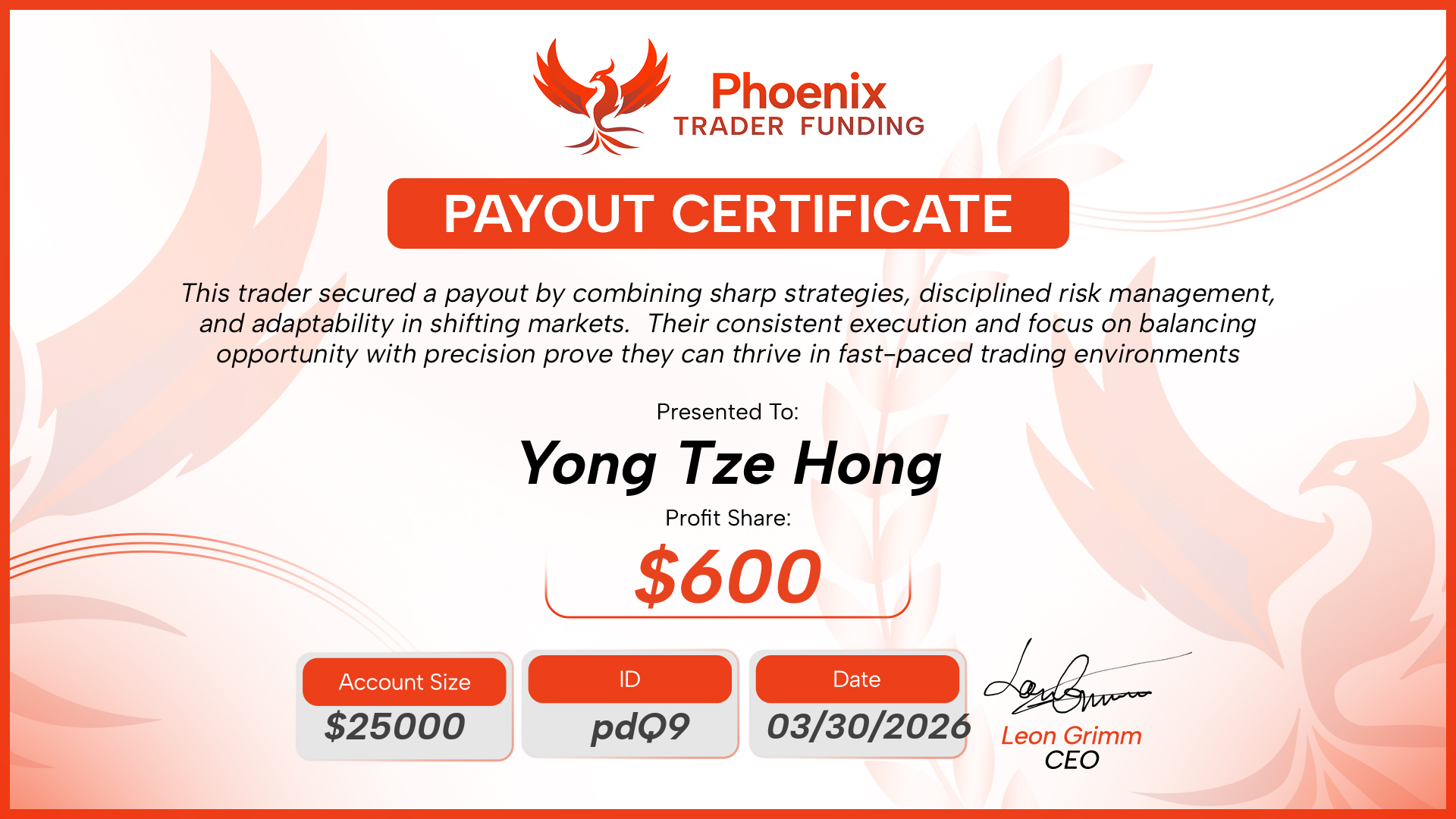 Payout Certificate